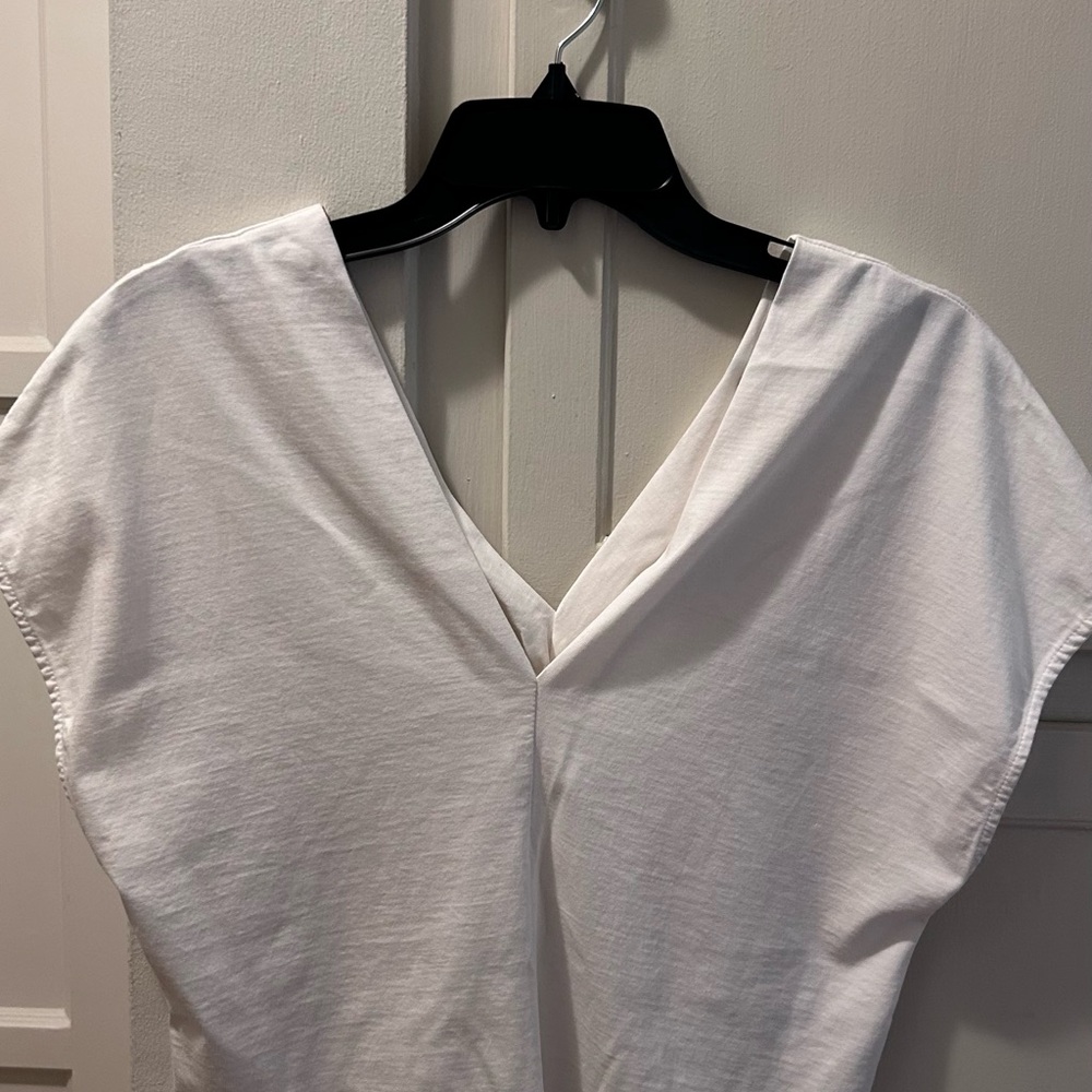 White V-Neck Women's Top